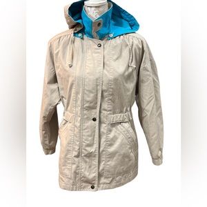 London Fog Womens Beige Full Zip Hooded Jacket Coat - Size XS Petite